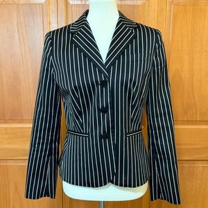 Lauren Ralph Lauren Black and Tan Striped Peplum Back Blazer Size 6